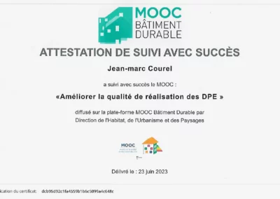 Diagonorm diagnostic immobilier Le Mans Sarthe 72-attestation MOOC - Jean-Marc COUREL