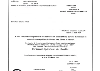 Diagonorm diagnostic immobilier attestation amiante ss4 Romain BERIOU